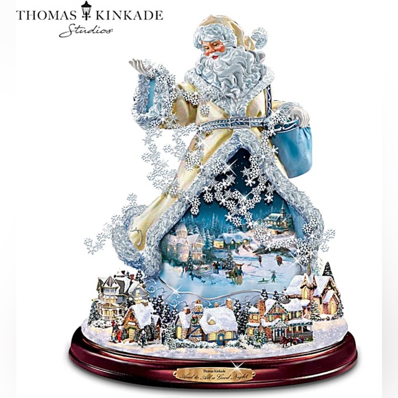 Thomas Kinkade Illuminated Rotating Musical Santa Claus - Picture 1 of 3